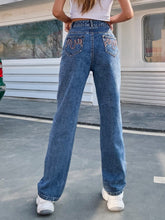 Snake Applique Embroidery Straight Leg Jeans Sai Feel